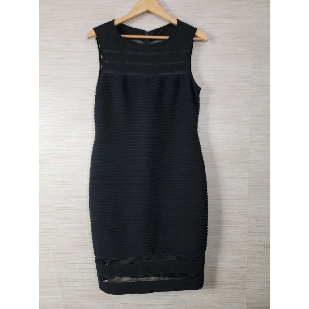 Adrianna Papell Petite Women's Black Sheath Dress Textured Knee Length‎ 14P